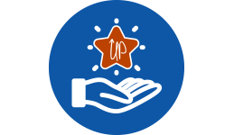 Icon of a hand holding a star representing the help that Step Up AT can make in helping