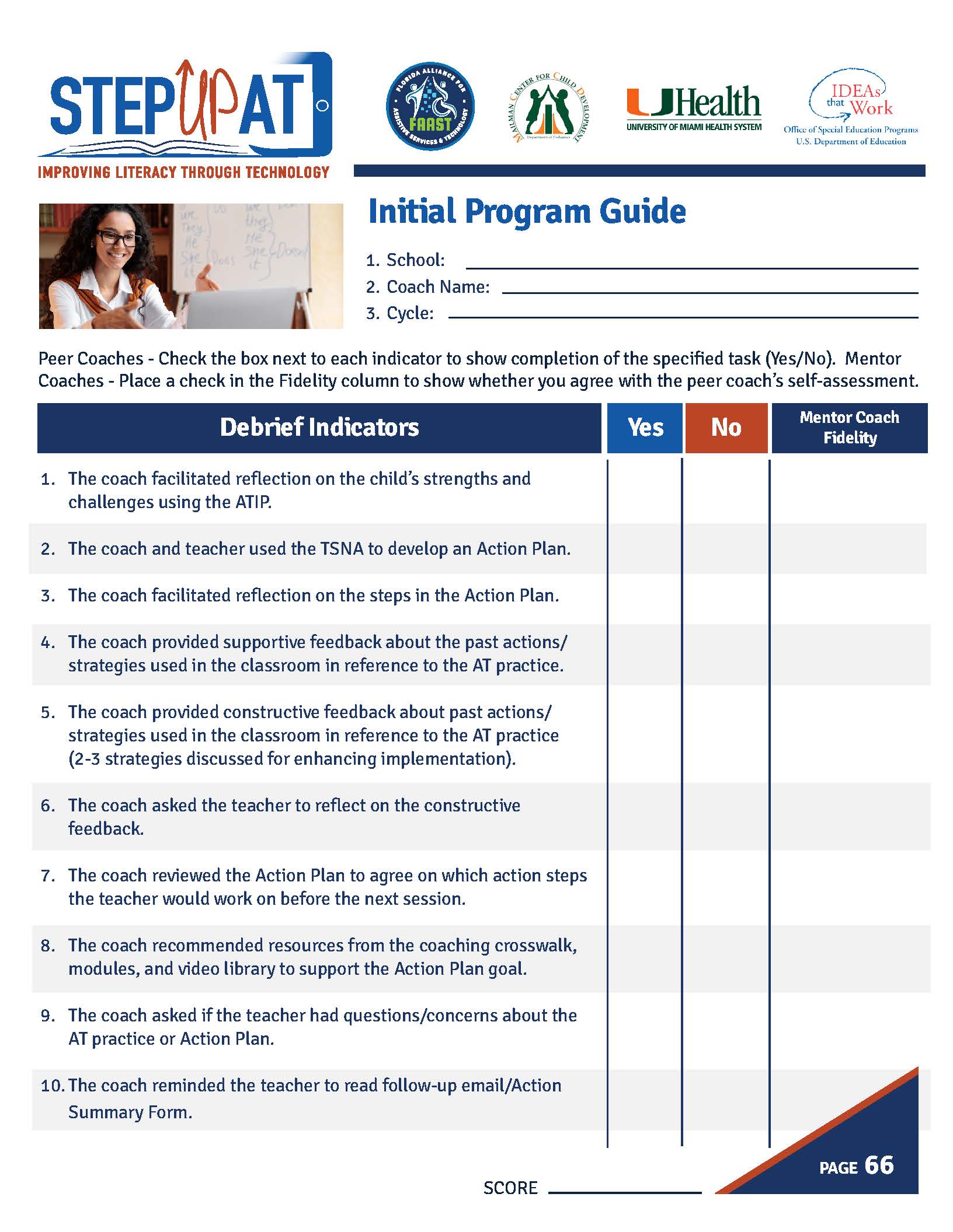 Step up AT Initial Program Guide sample