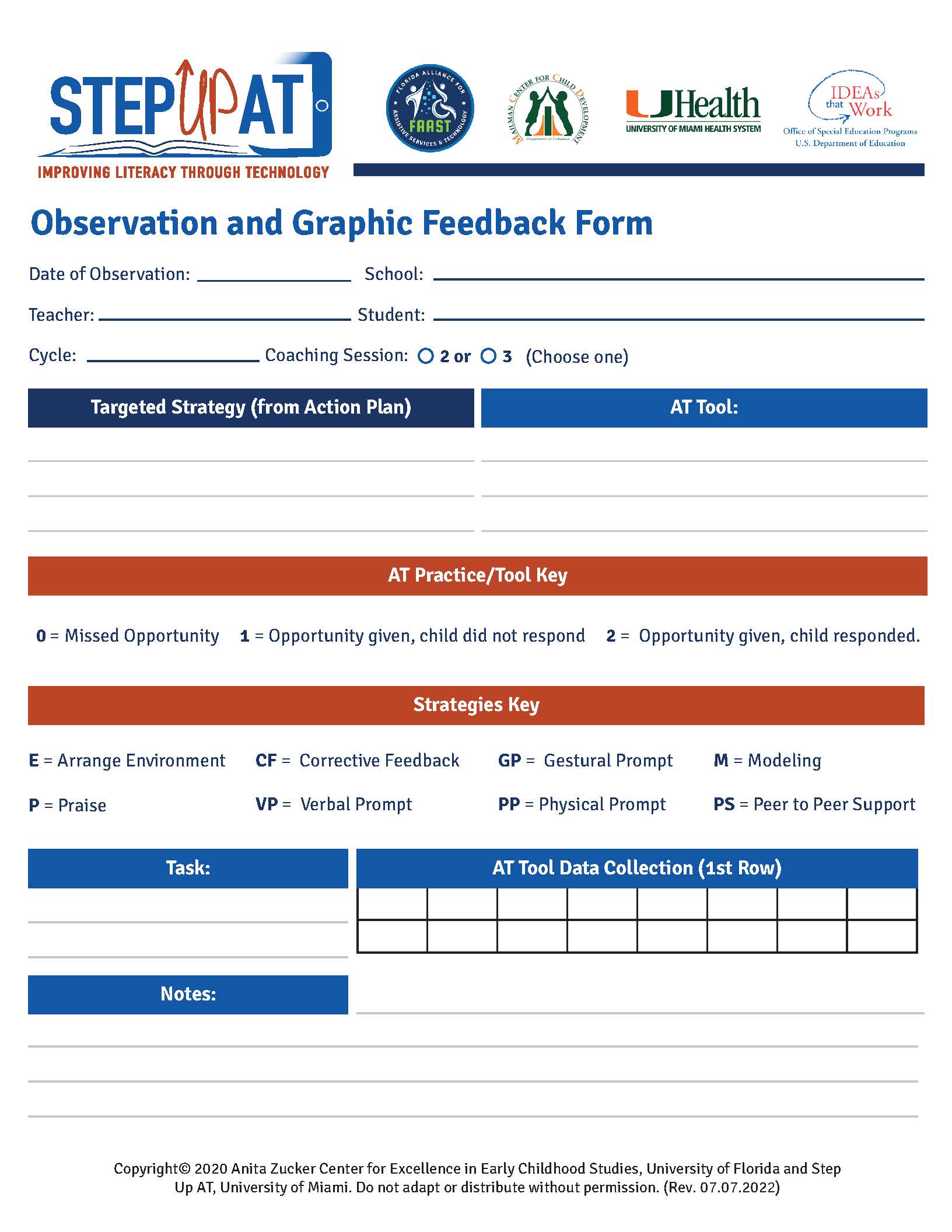Step Up AT Observation and Graphic Feedback Form