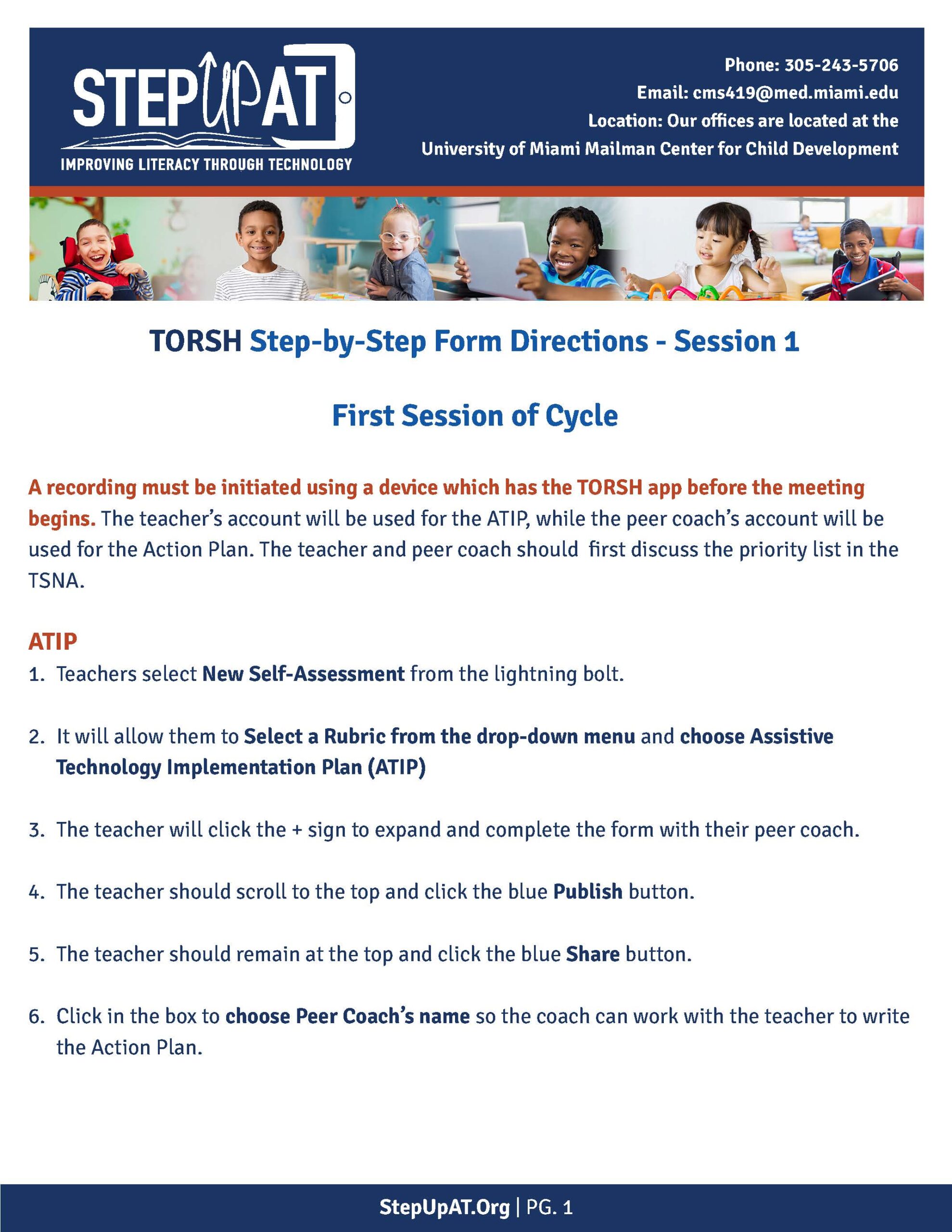 Torsh Step by Step guide first page