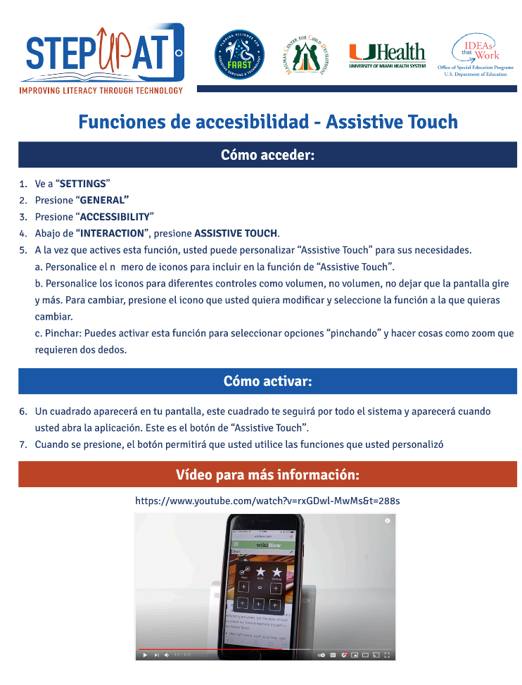 Assistive Touch instructions in Spanish screenshot