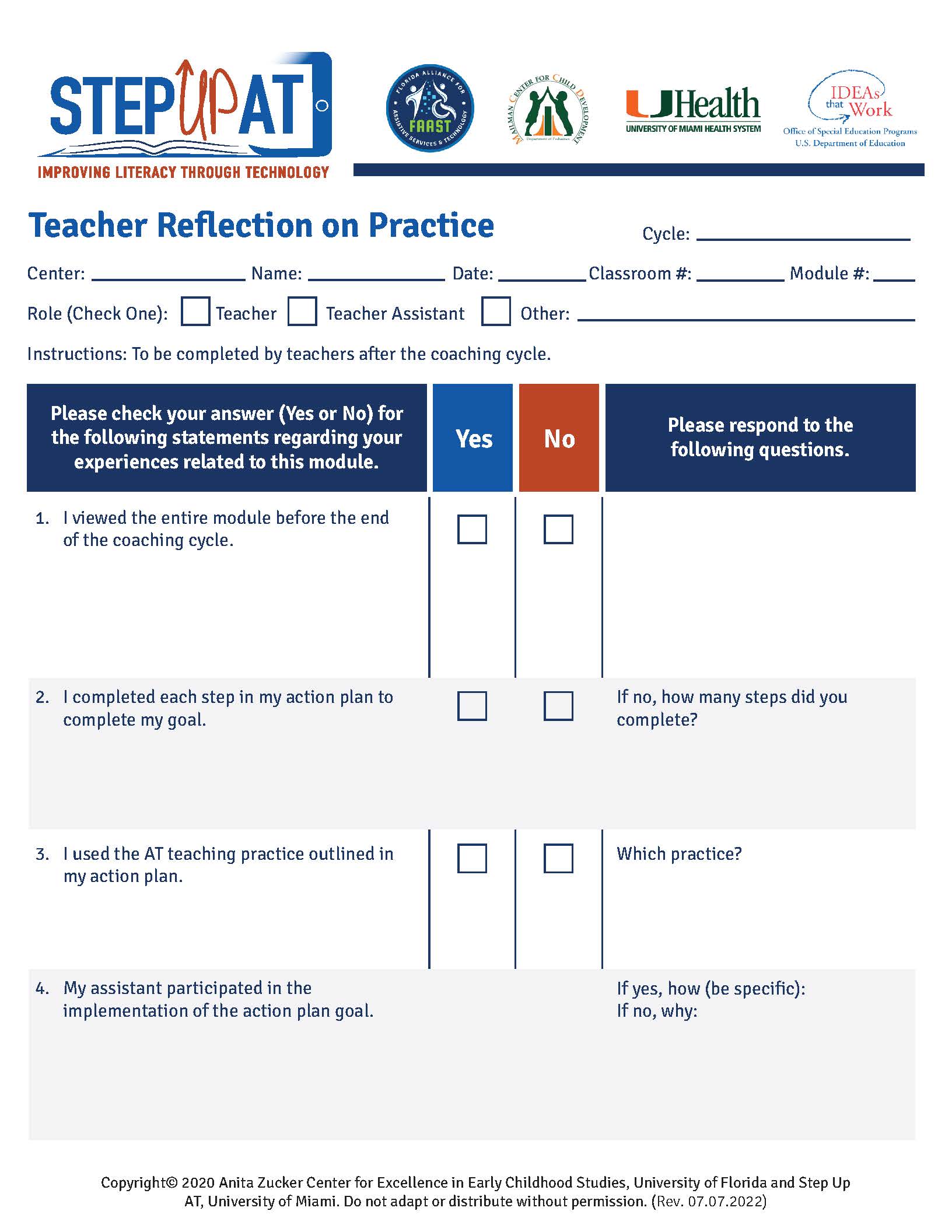 Step Up AT Teacher Reflection